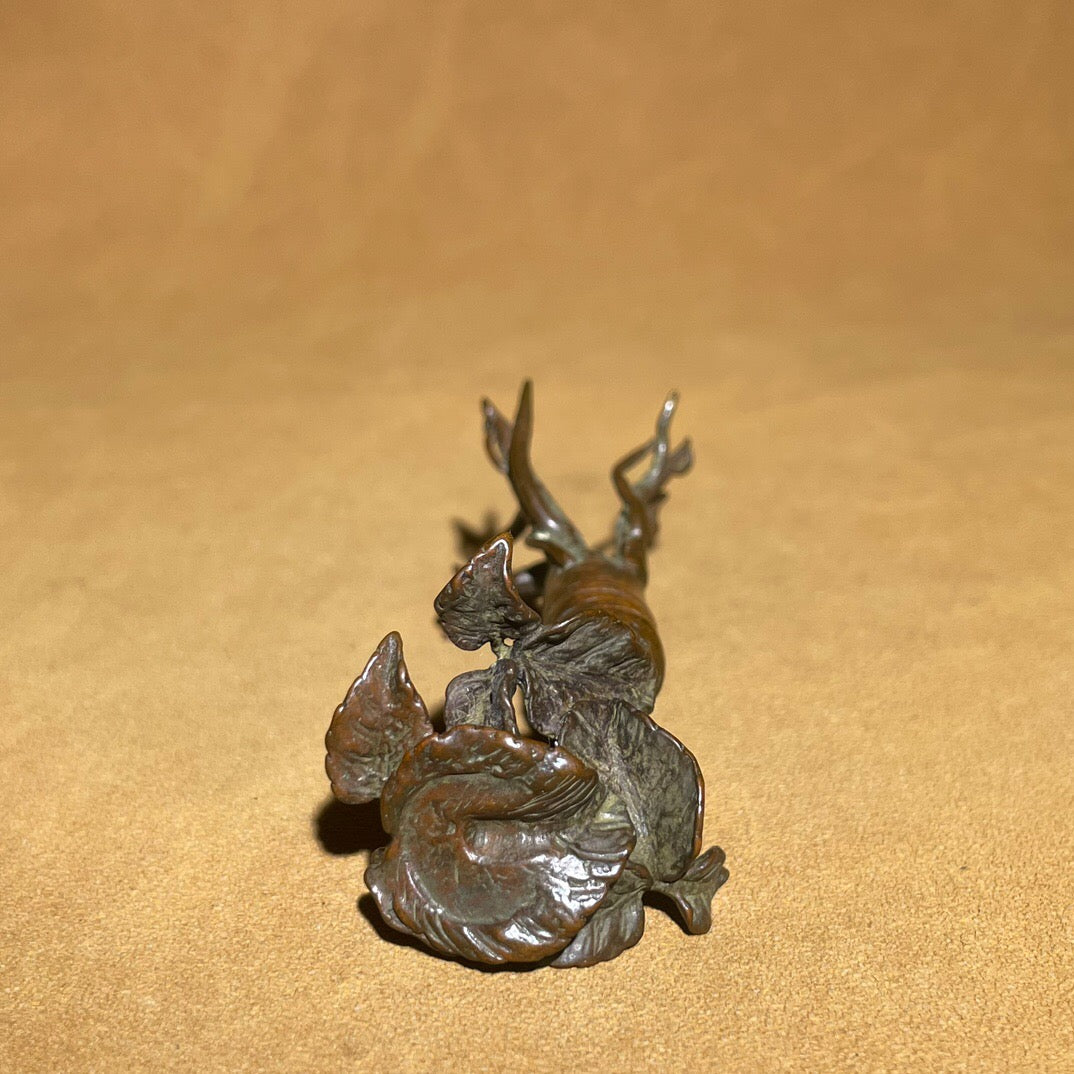Chinese antique pure copper Ganoderma tea pet ornament