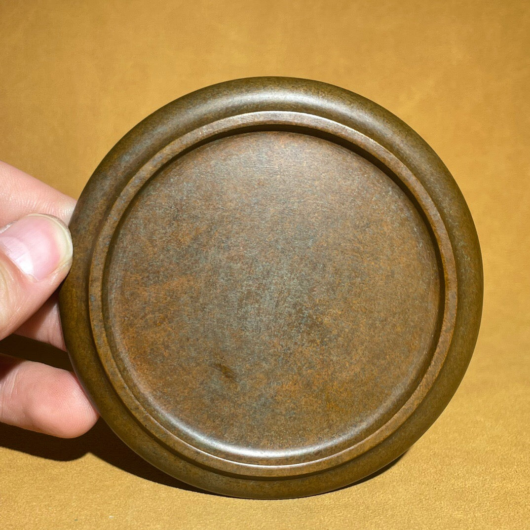 Chinese antique pure copper auspicious cloud plate tea pet ornament