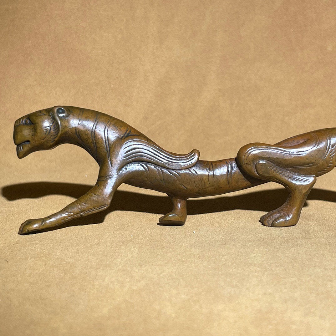 Chinese antique pure copper tiger tea pet ornament