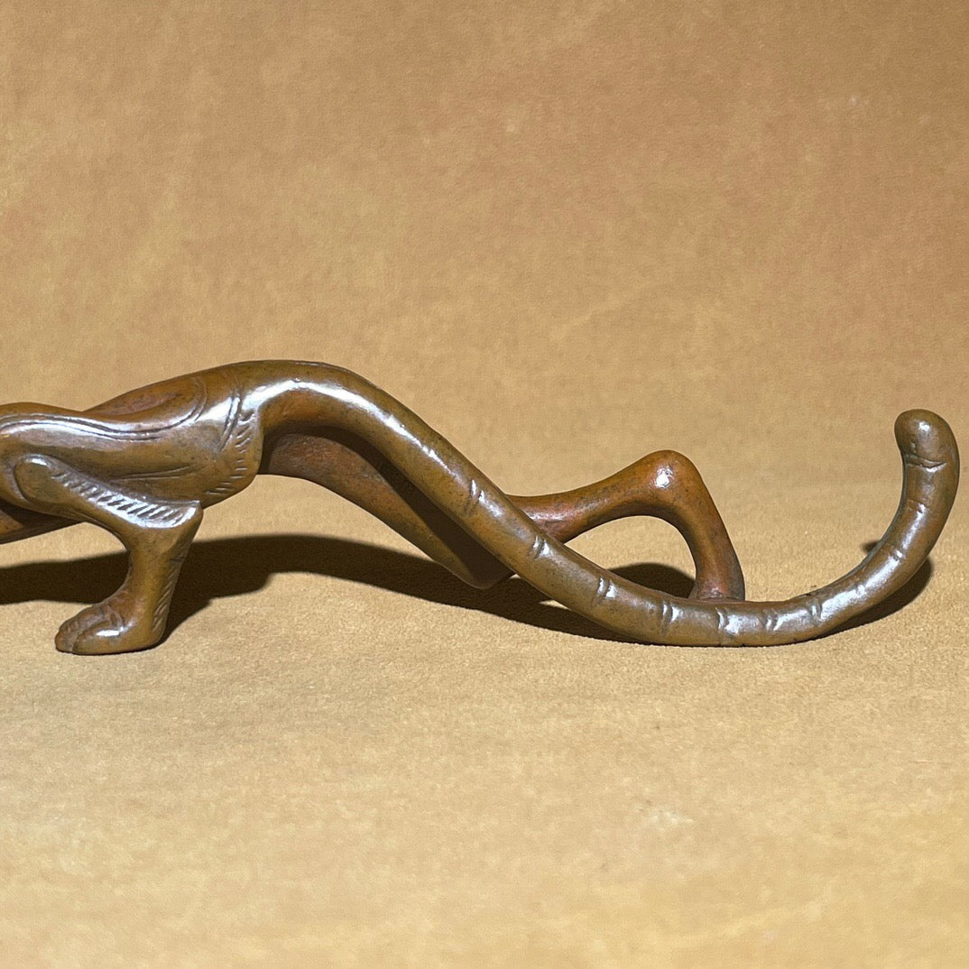 Chinese antique pure copper tiger tea pet ornament