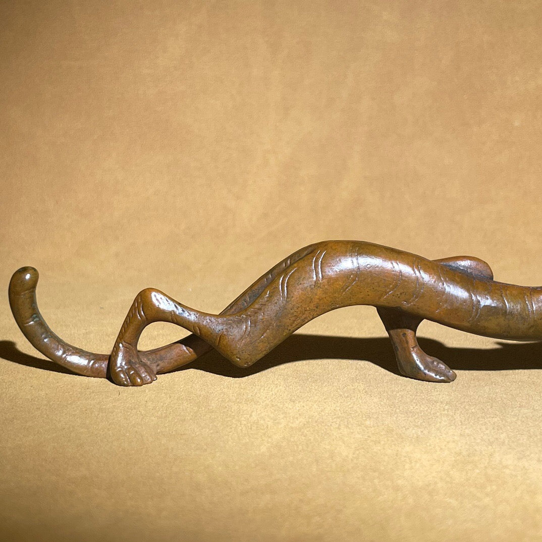 Chinese antique pure copper tiger tea pet ornament