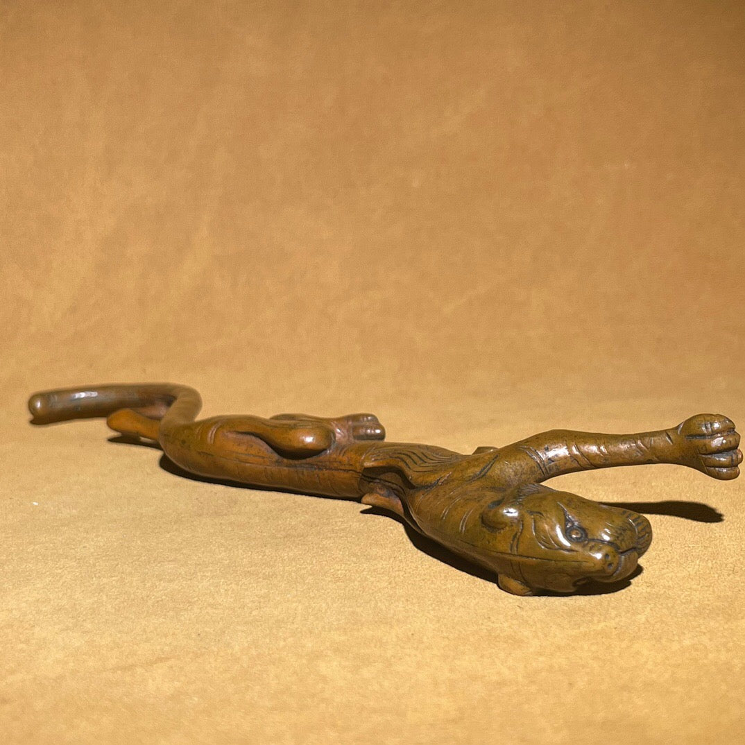 Chinese antique pure copper tiger tea pet ornament
