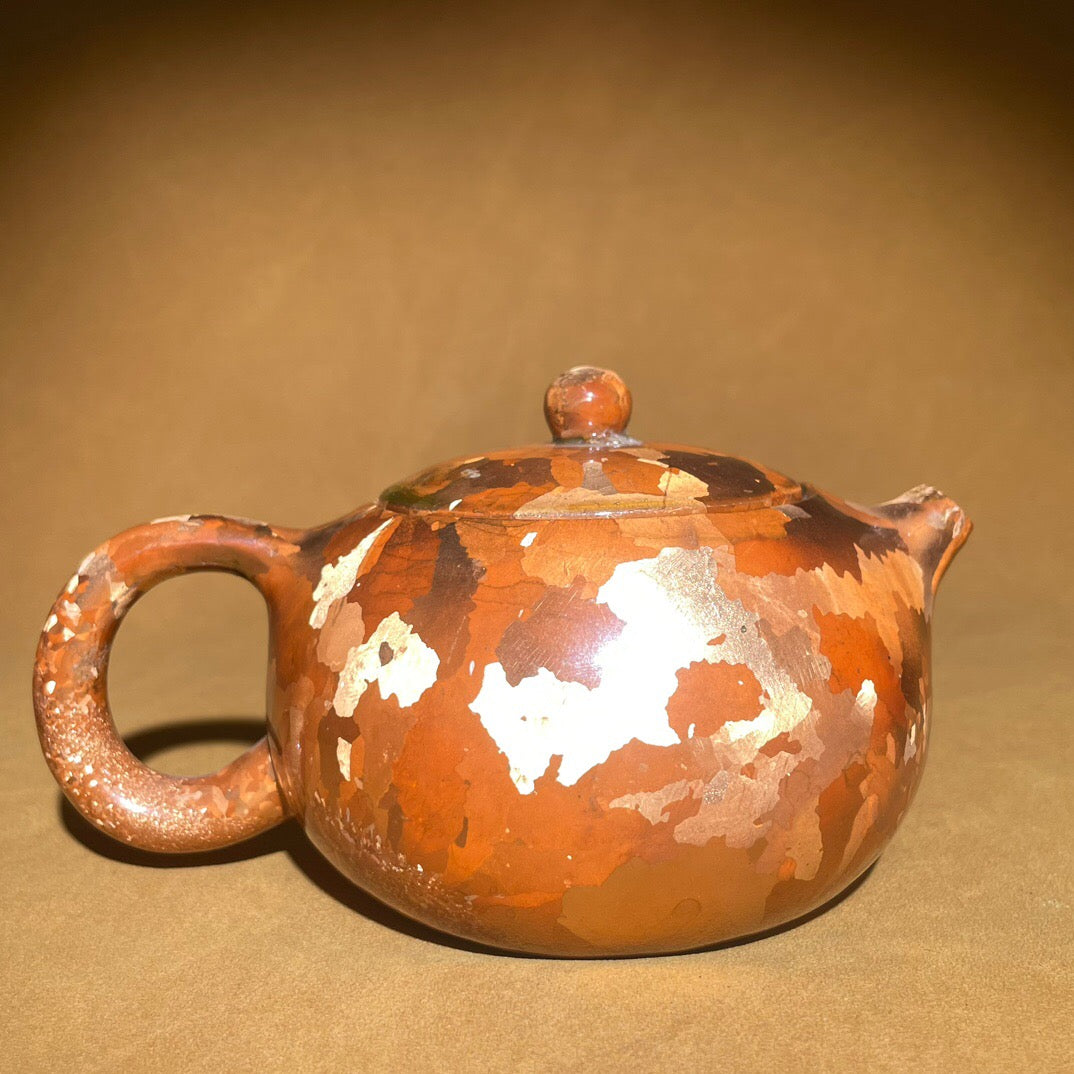 Chinese antique pure copper spotted copper short mouthed teapot