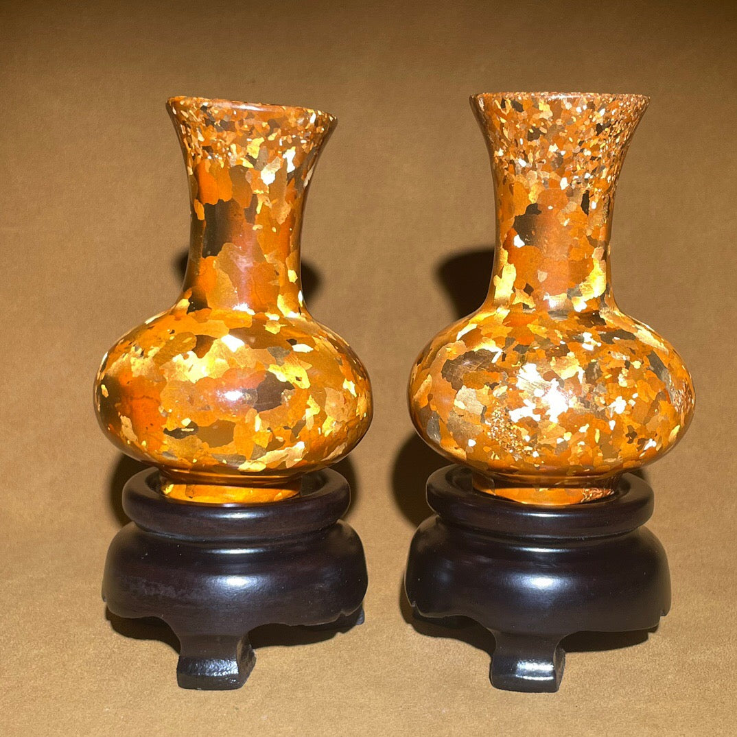 Chinese antique pure copper spotted copper small vase