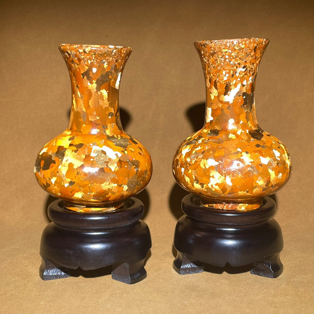 Chinese antique pure copper spotted copper small vase