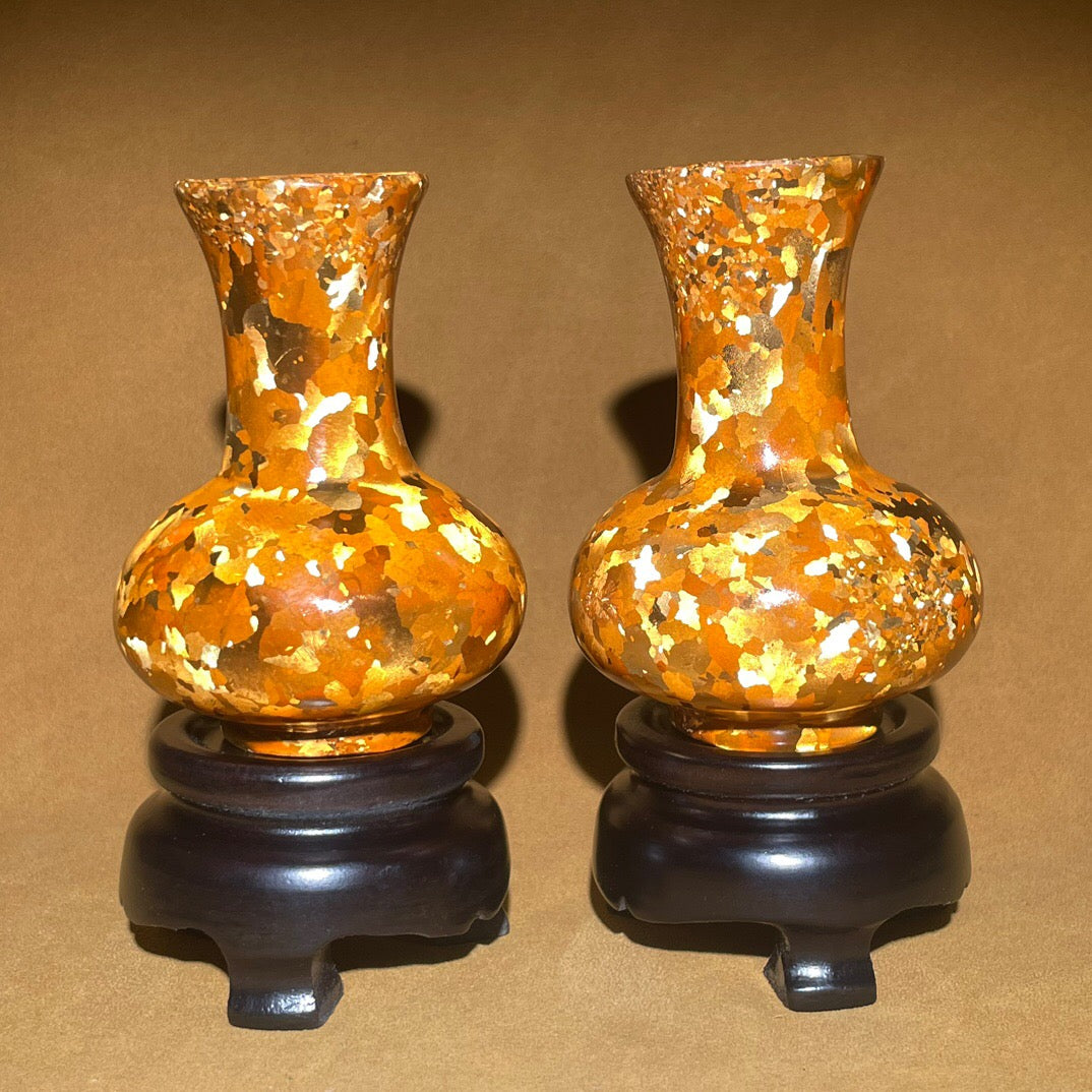 Chinese antique pure copper spotted copper small vase