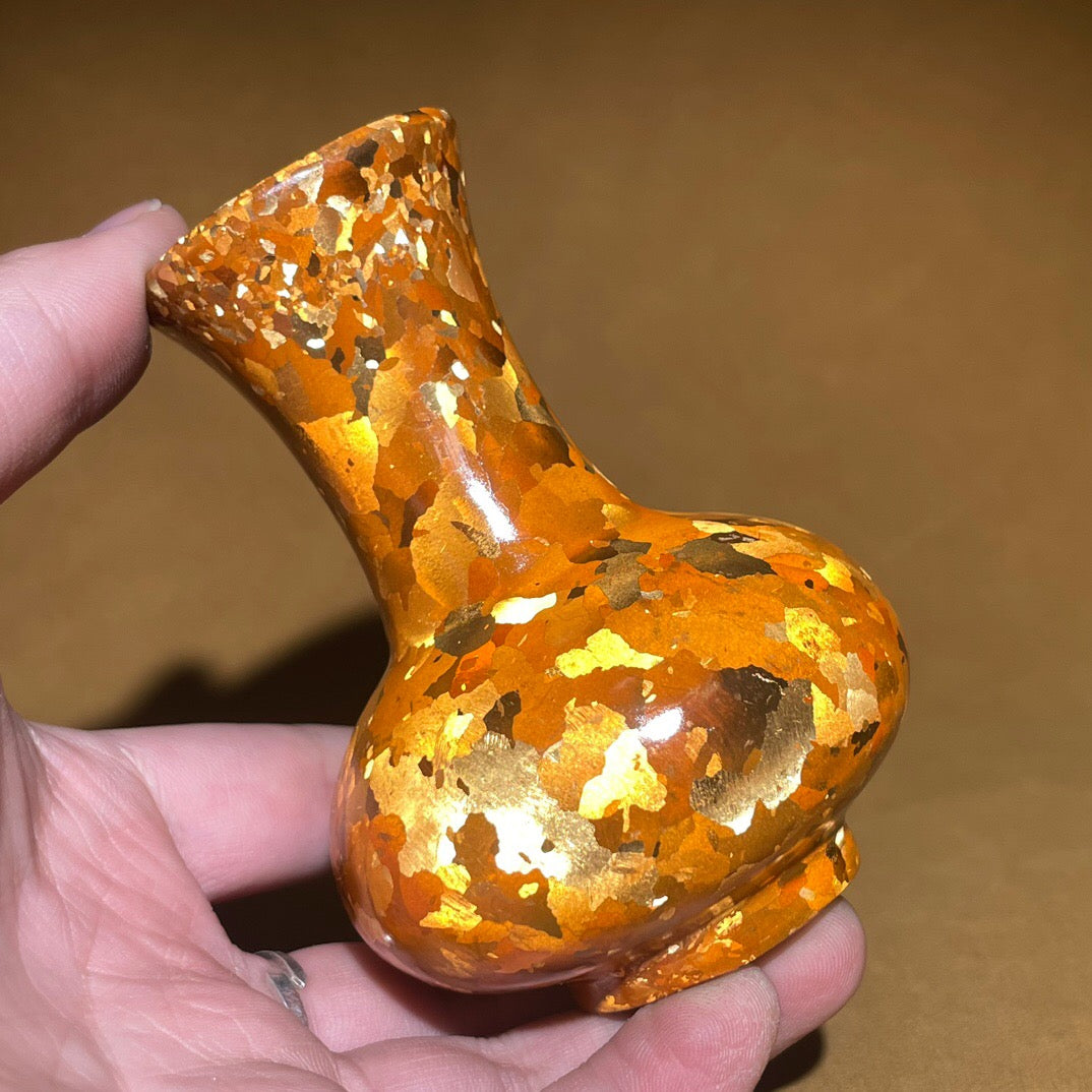 Chinese antique pure copper spotted copper small vase
