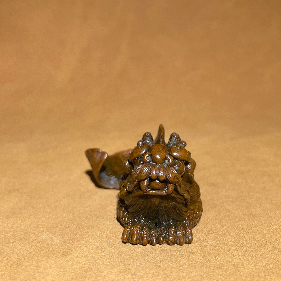 Chinese antique pure copper dragon fish tea pet ornament