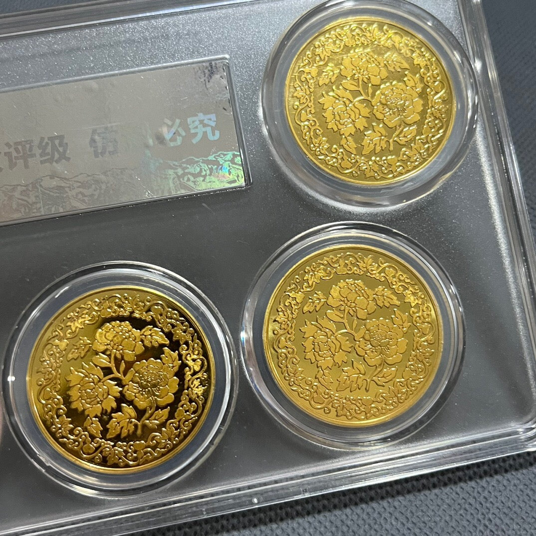 Chinese antique phoenix peony commemorative coin