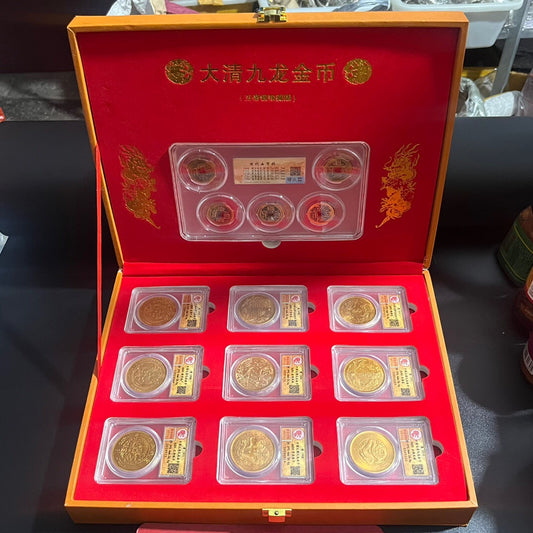 Chinese antique Qing Dynasty Jiulong gold coin