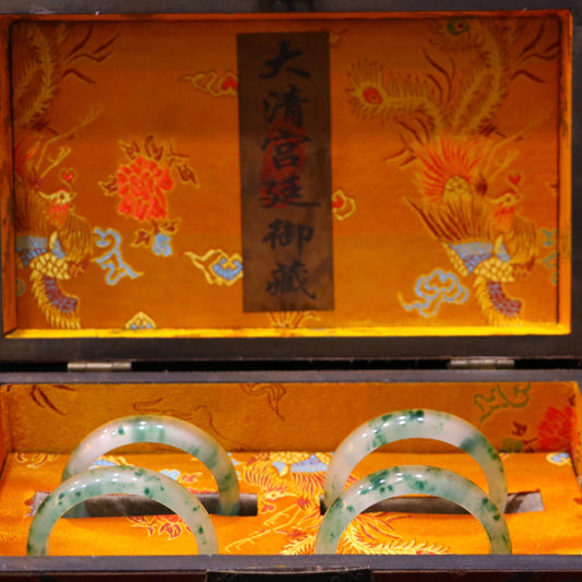 Chinese Antique High Ice Precision Carving [Bracelet Set Box]