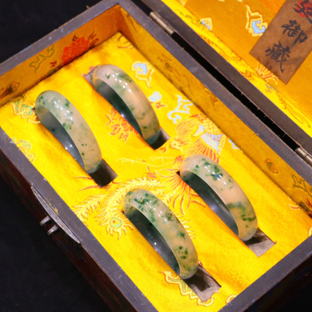 Chinese Antique High Ice Precision Carving [Bracelet Set Box]