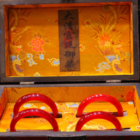 Chinese Antique High Ice Precision Carving [Bracelet Set Box]