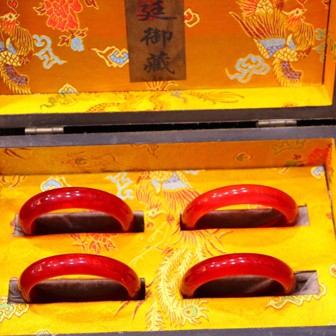 Chinese Antique High Ice Precision Carving [Bracelet Set Box]