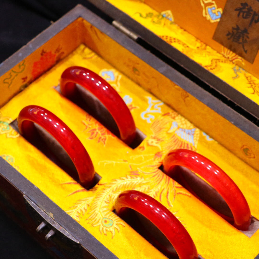 Chinese Antique High Ice Precision Carving [Bracelet Set Box]