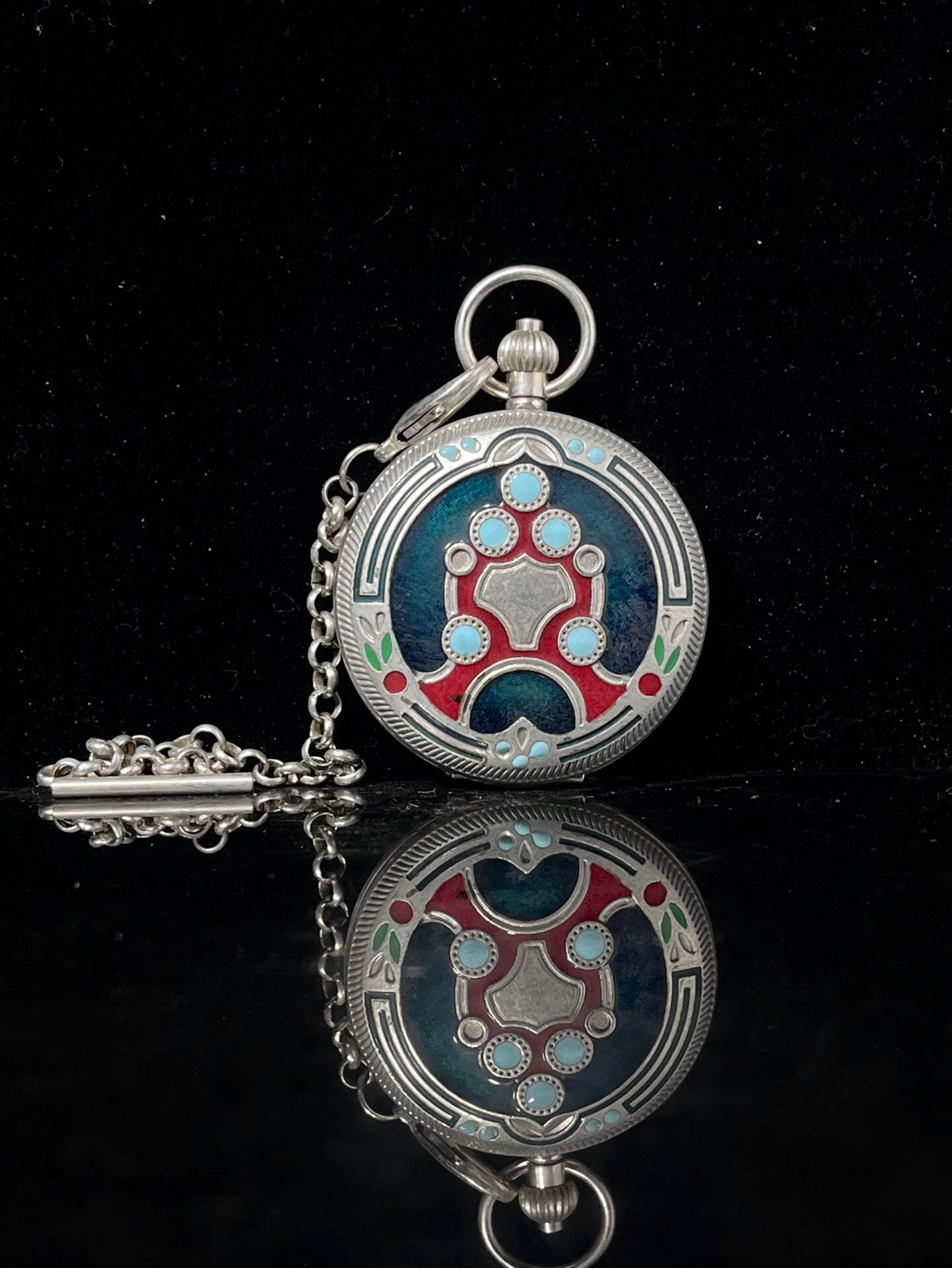 Chinese antique double opening pocket watch with sun, moon, and stars