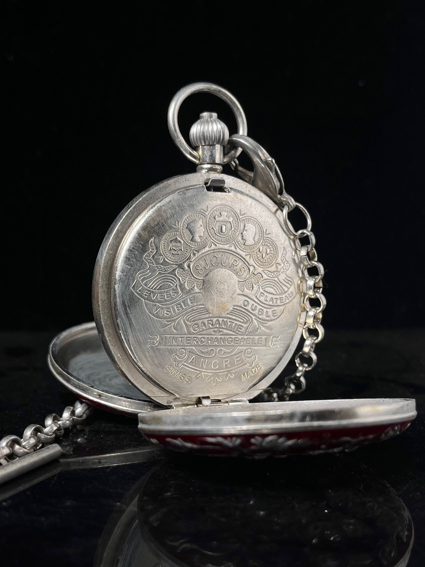 Chinese antique double opening pocket watch with sun, moon, and stars