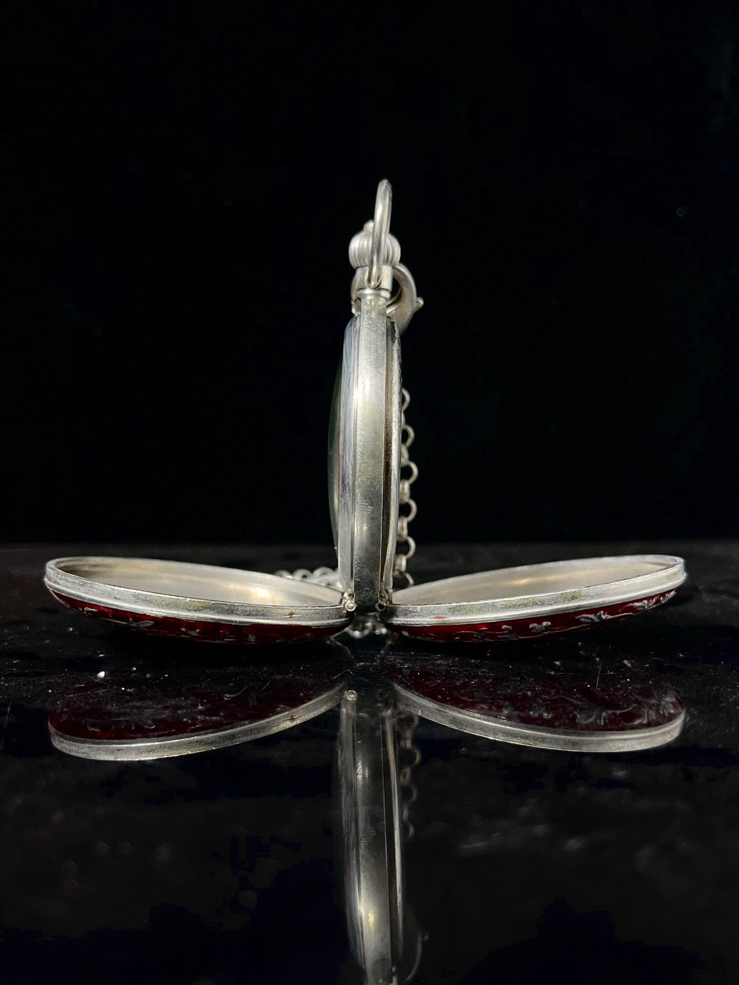 Chinese antique double opening pocket watch with sun, moon, and stars