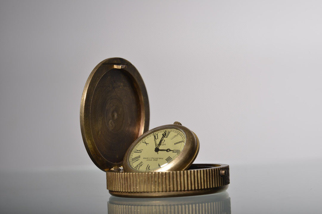 Chinese antique brass hunting pocket watch
