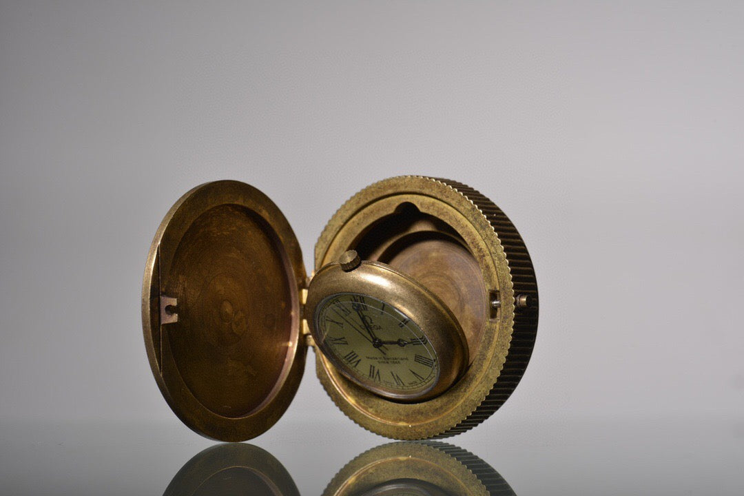 Chinese antique brass hunting pocket watch