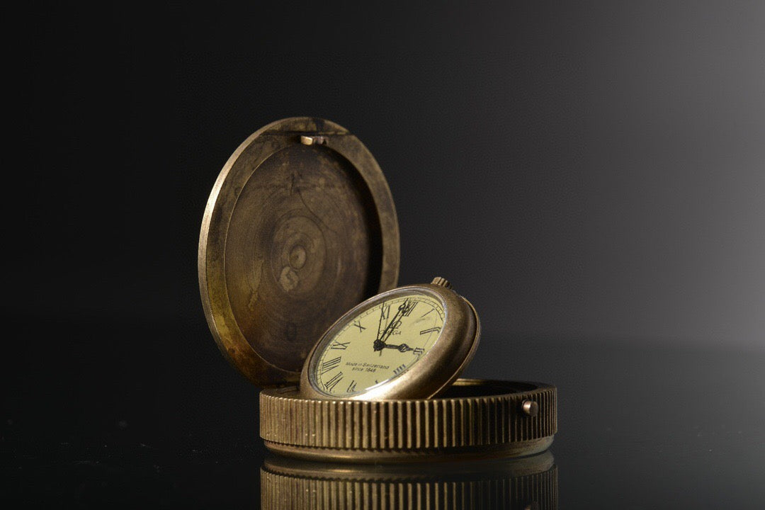Chinese antique brass hunting pocket watch