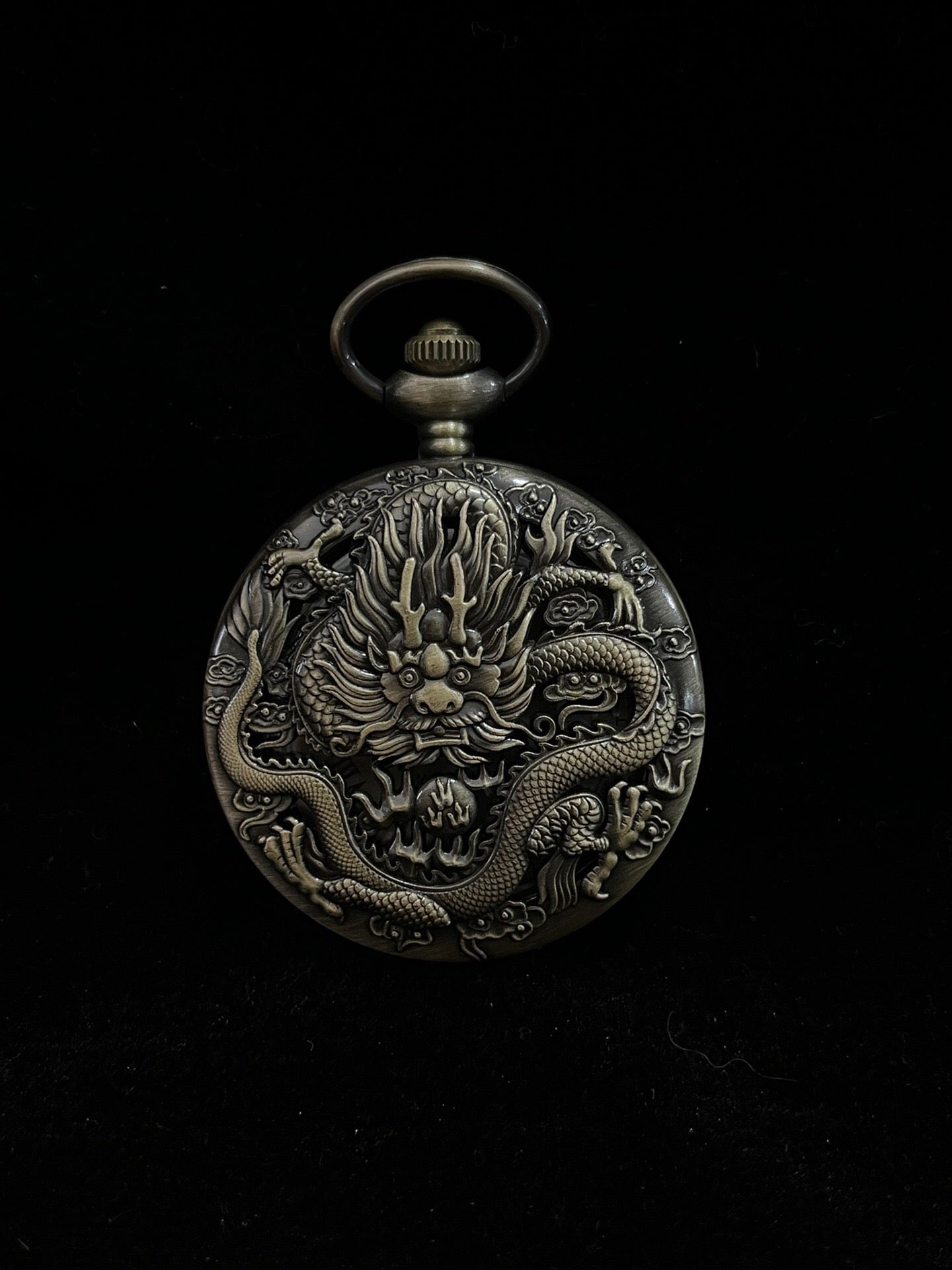 Chinese antique dragon single opening pocket watch