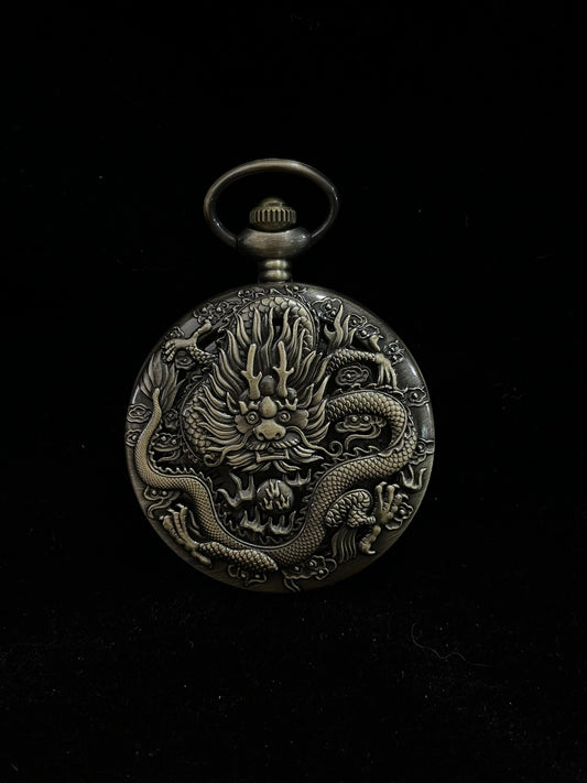 Chinese antique dragon single opening pocket watch