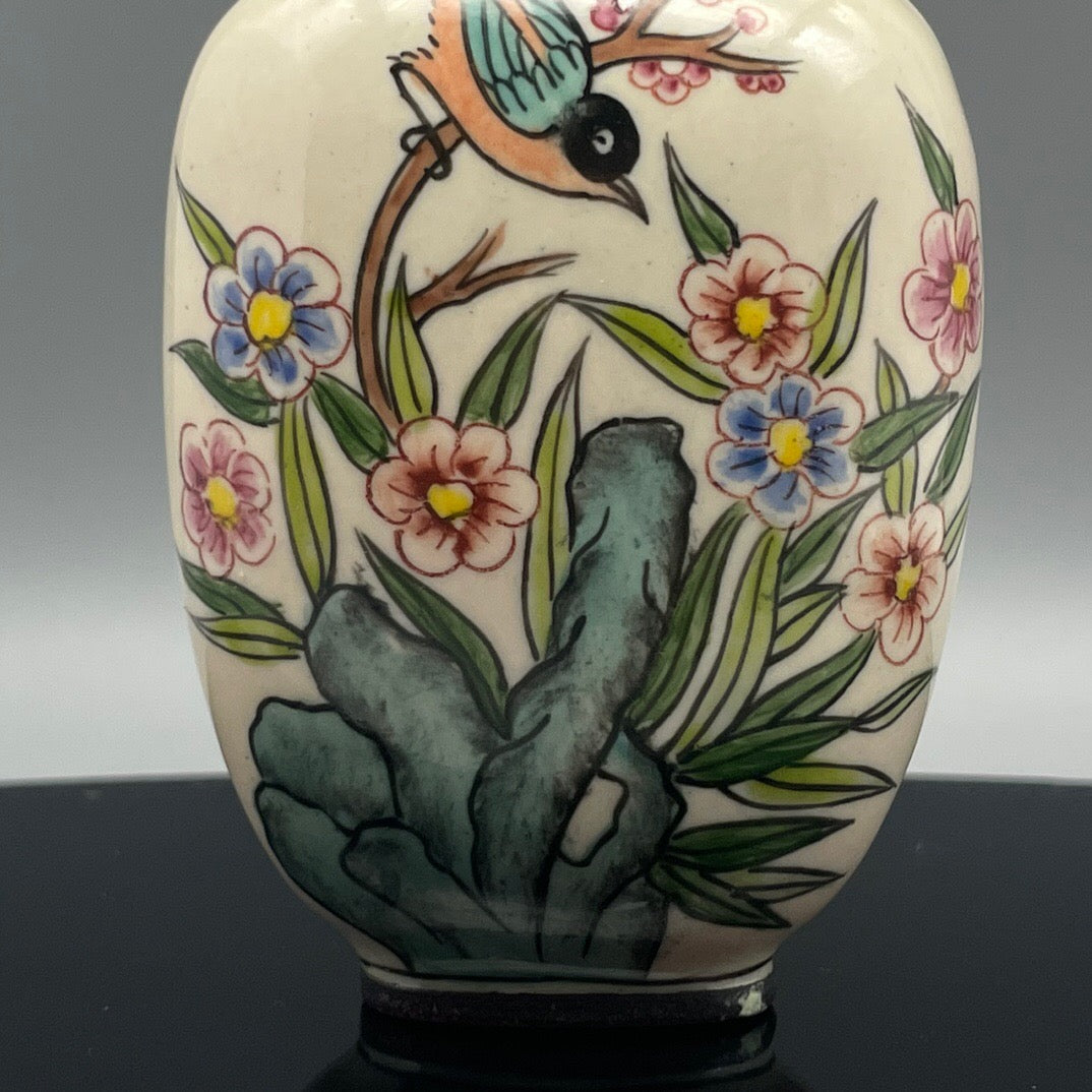 Chinese antique bronze body cloisonn é handmade painting [Twin] painted snuff bottle inside