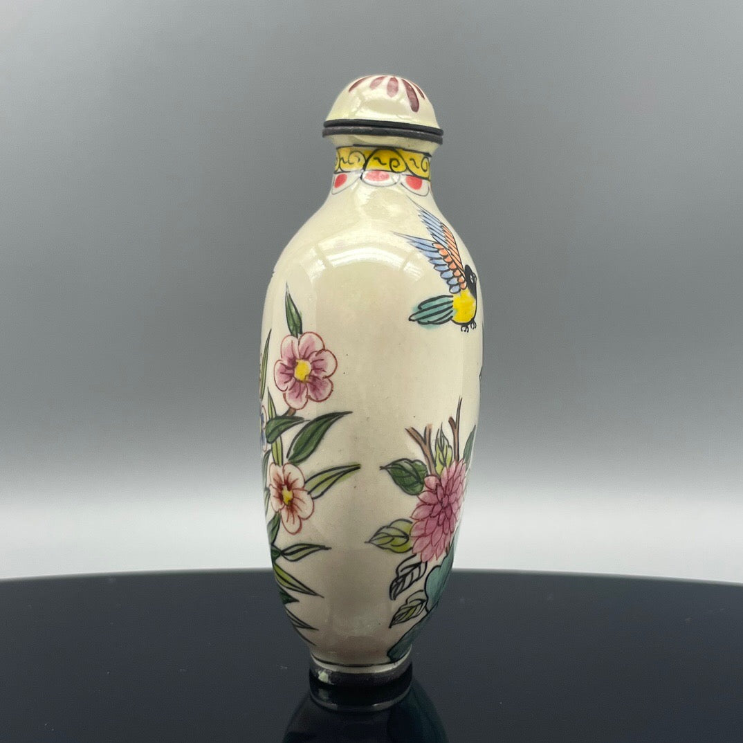 Chinese antique bronze body cloisonn é handmade painting [Twin] painted snuff bottle inside