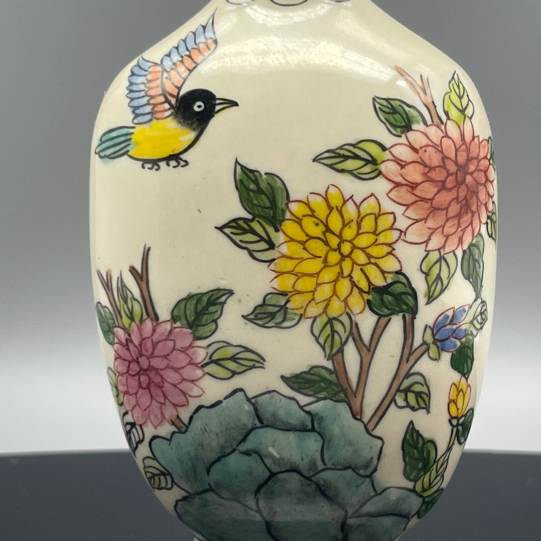 Chinese antique bronze body cloisonn é handmade painting [Twin] painted snuff bottle inside