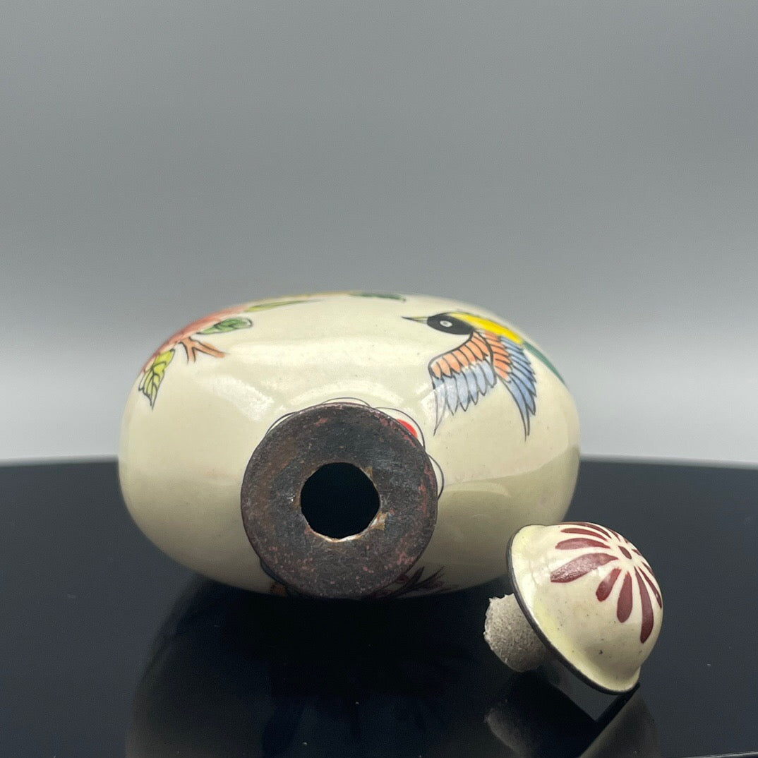 Chinese antique bronze body cloisonn é handmade painting [Twin] painted snuff bottle inside