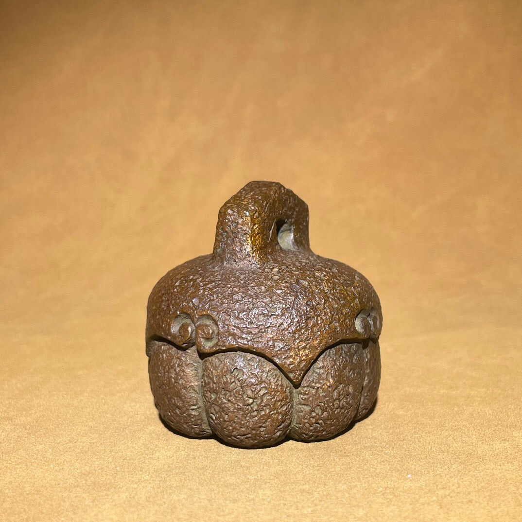 Chinese antique pure copper pumpkin scale weight tea pet ornament