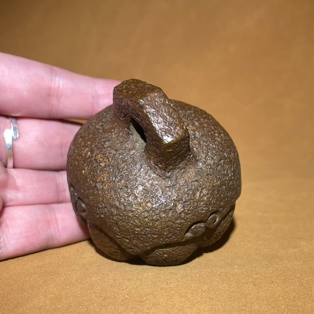Chinese antique pure copper pumpkin scale weight tea pet ornament