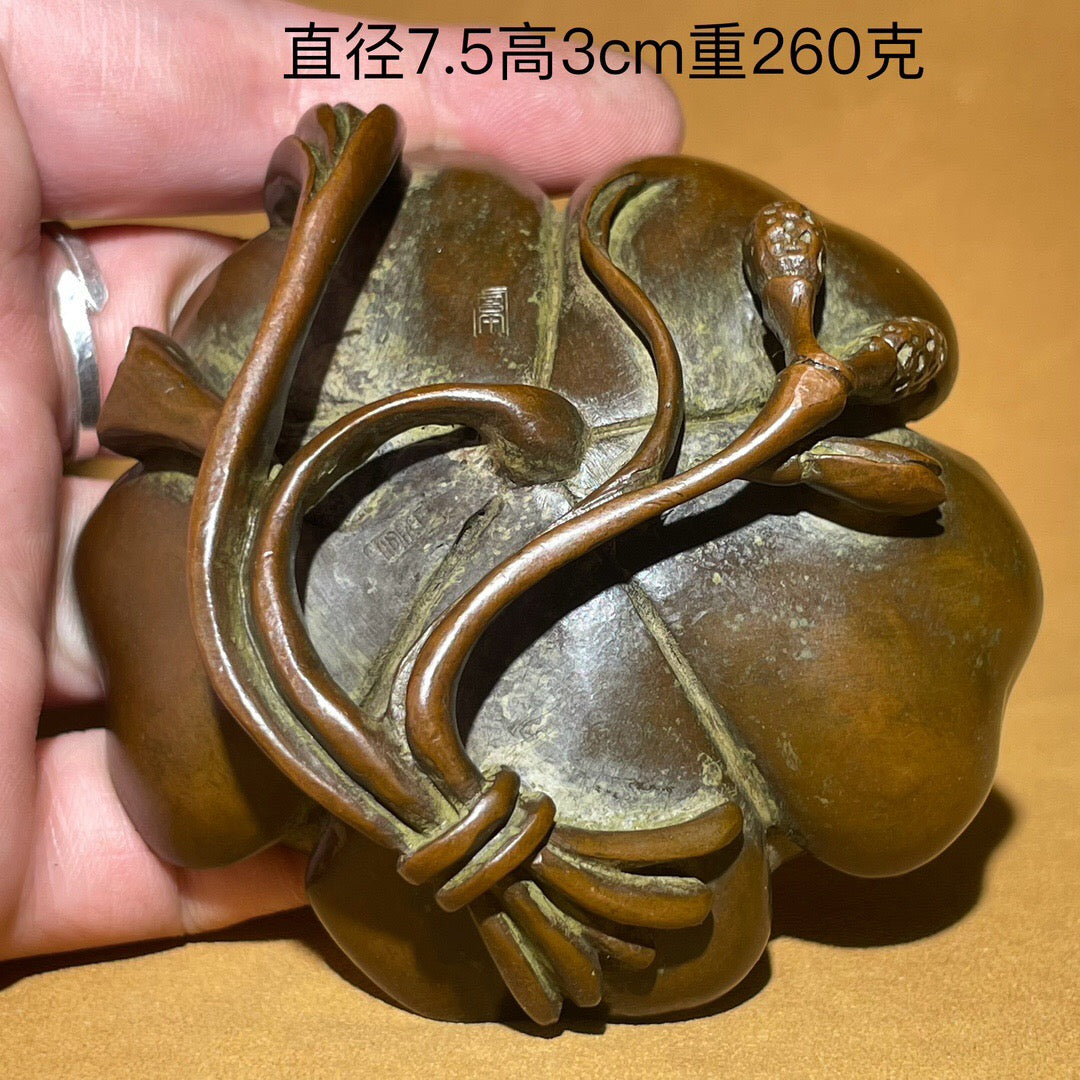 Chinese antique pure copper orchid pen wash stationery decoration