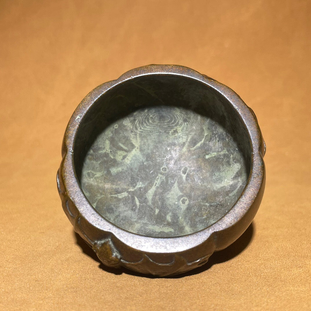 Chinese antique pure copper pumpkin incense burner ornament