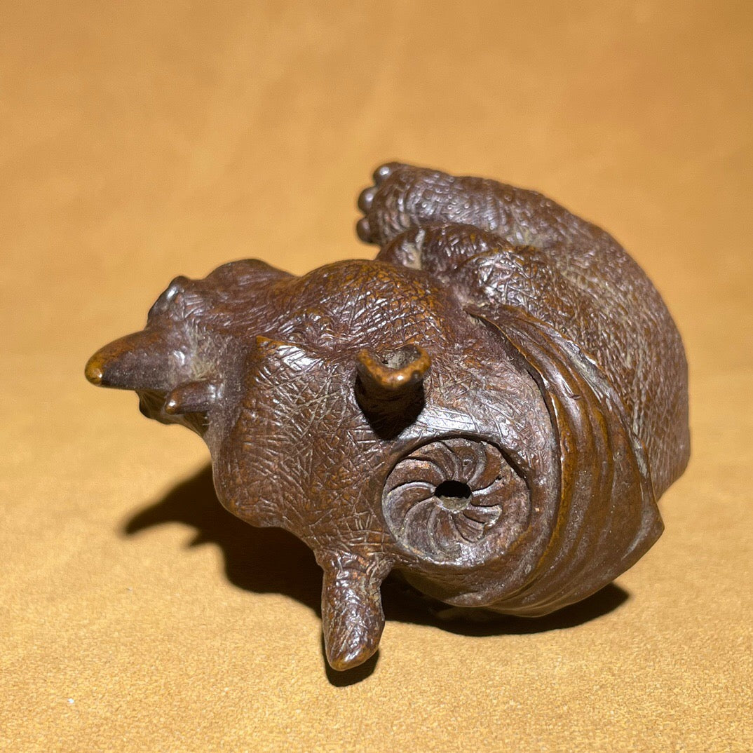 Chinese antique pure copper rhinoceros tea pet reflux fragrance ornament