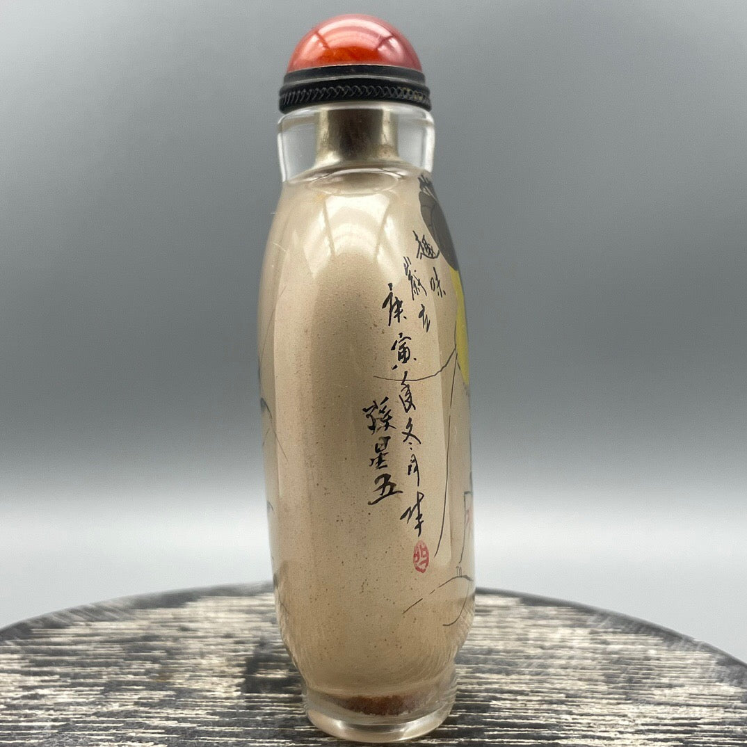 Chinese antique old glass handmade painting [Autumn Fun Picture] Inner painting of snuff bottle