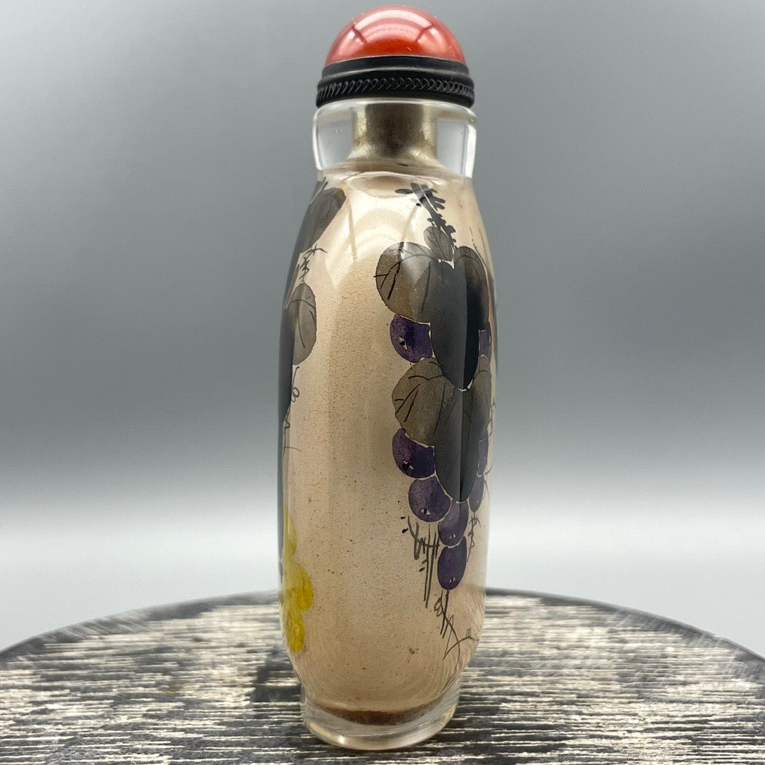 Chinese antique old glass handmade painting [Autumn Fun Picture] Inner painting of snuff bottle