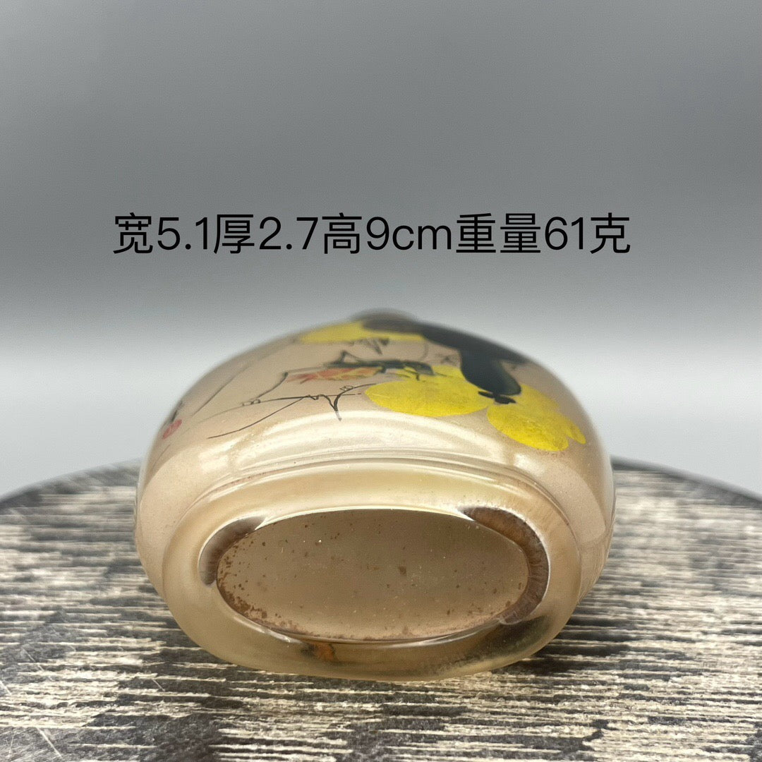 Chinese antique old glass handmade painting [Autumn Fun Picture] Inner painting of snuff bottle