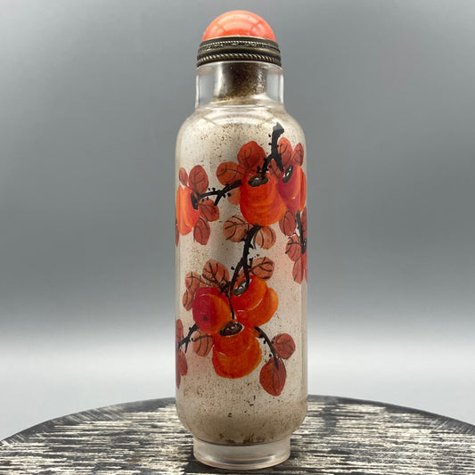 Chinese antique old glass handmade painting [Everything goes smoothly] Inner painting of snuff bottle