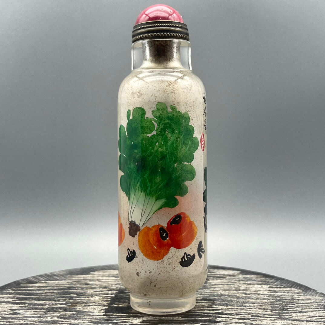 Chinese antique old glass handmade painting [Hundred Treasures Picture] Inner painting of snuff bottle