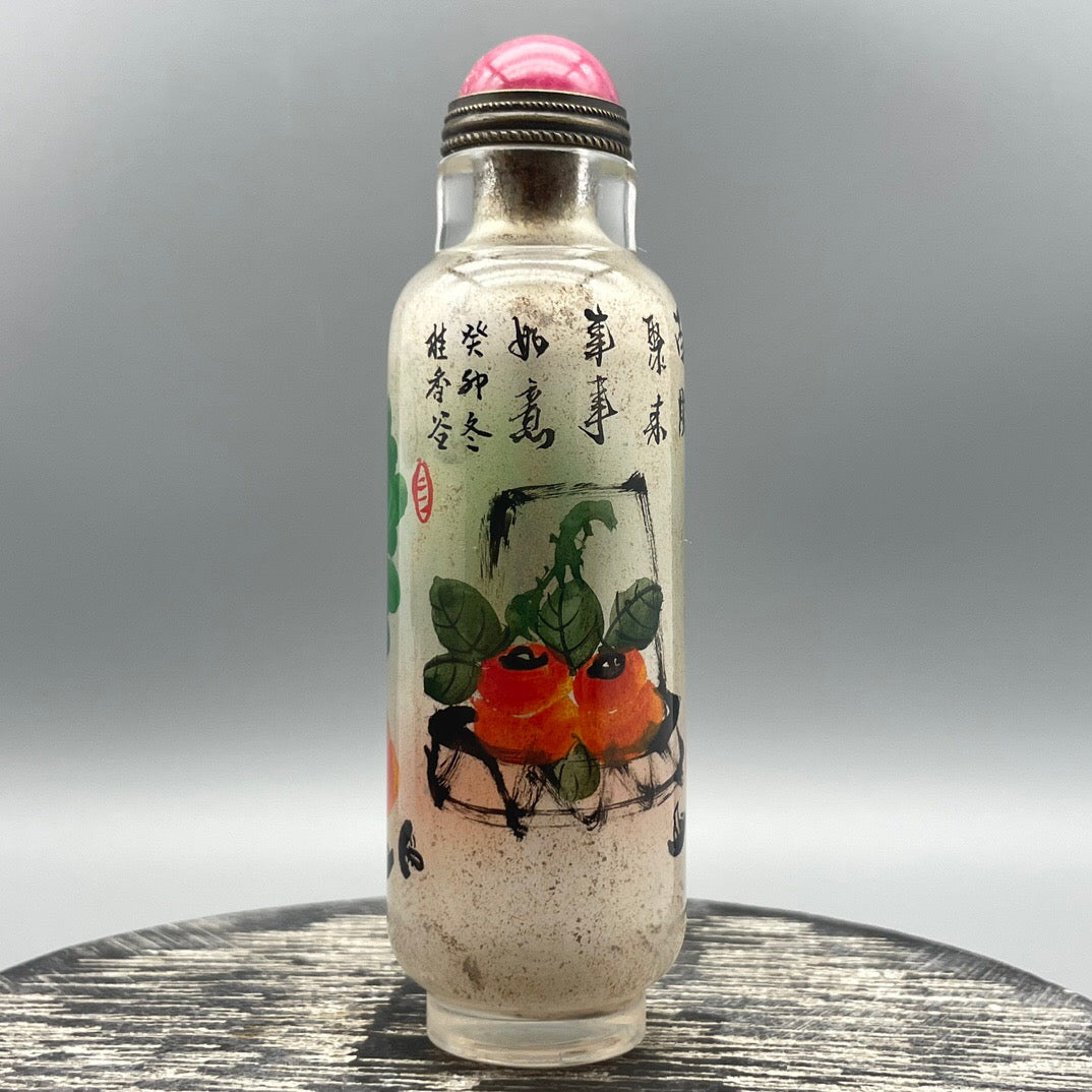 Chinese antique old glass handmade painting [Hundred Treasures Picture] Inner painting of snuff bottle