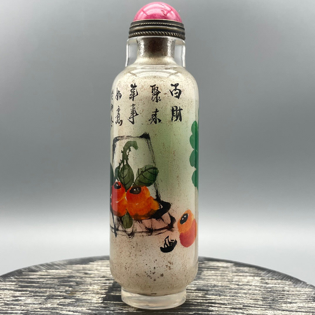 Chinese antique old glass handmade painting [Hundred Treasures Picture] Inner painting of snuff bottle
