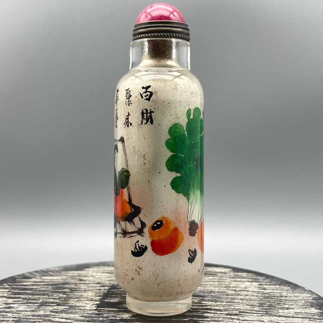 Chinese antique old glass handmade painting [Hundred Treasures Picture] Inner painting of snuff bottle