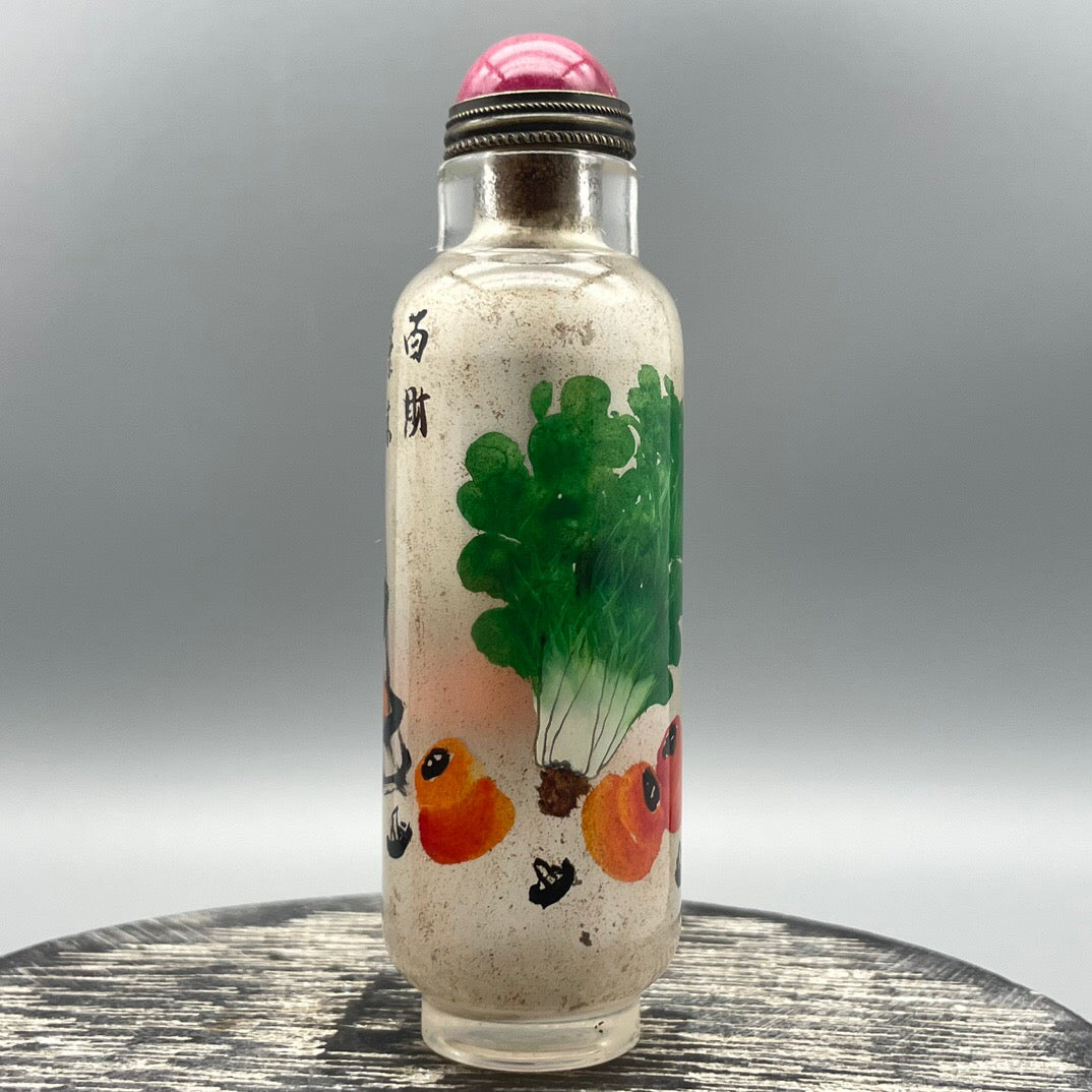 Chinese antique old glass handmade painting [Hundred Treasures Picture] Inner painting of snuff bottle
