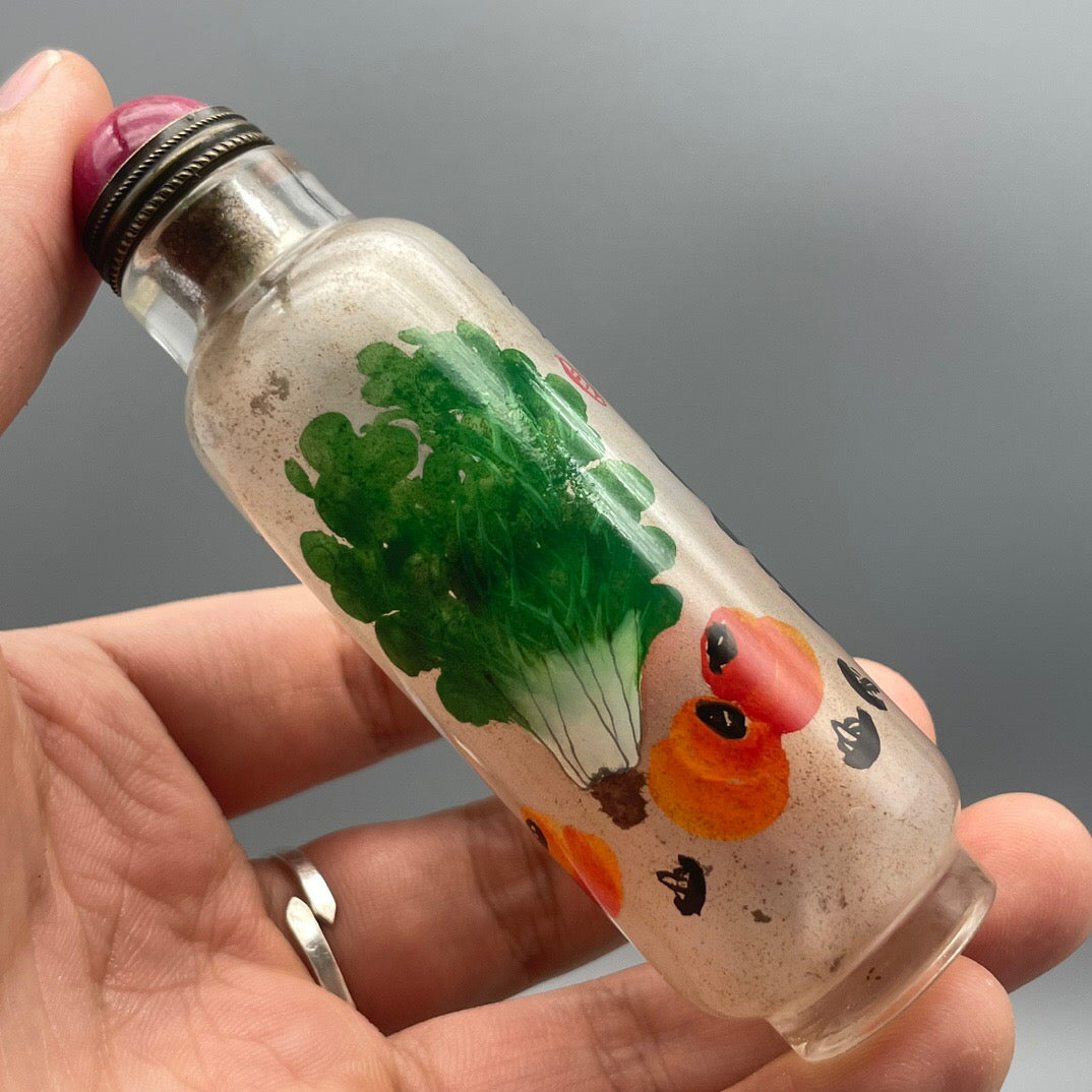 Chinese antique old glass handmade painting [Hundred Treasures Picture] Inner painting of snuff bottle
