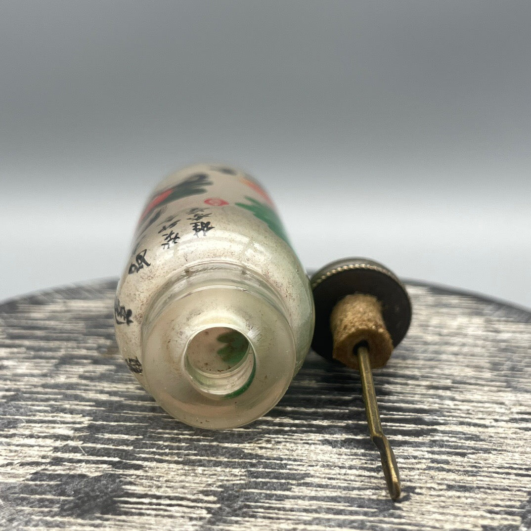 Chinese antique old glass handmade painting [Hundred Treasures Picture] Inner painting of snuff bottle