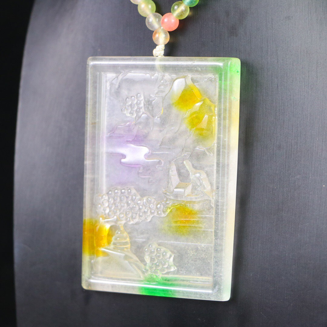 Chinese Antique Perfect High Ice Precision Carving [Landscape Brand]