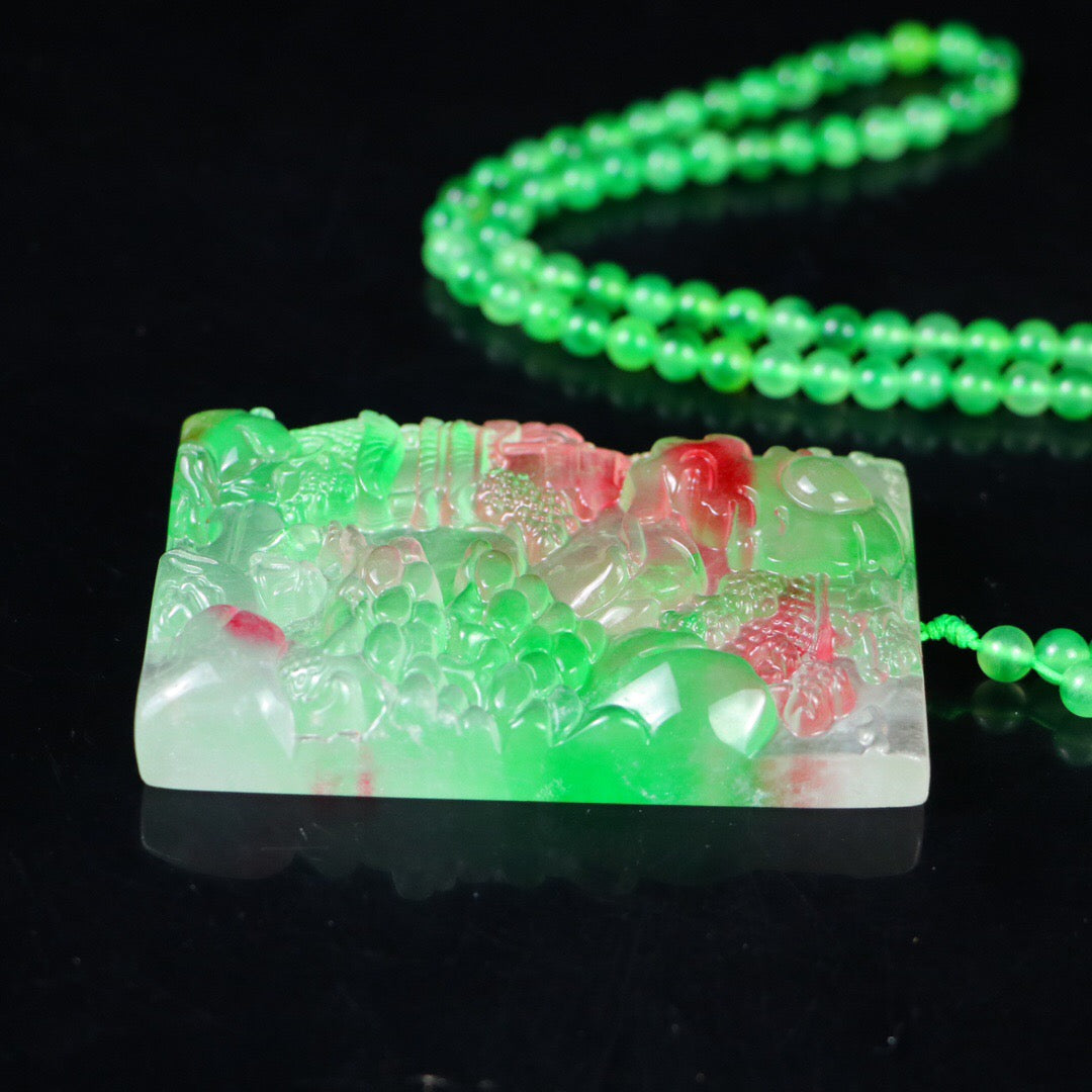 Chinese Antique Perfect High Ice Precision Carving [Landscape Brand]