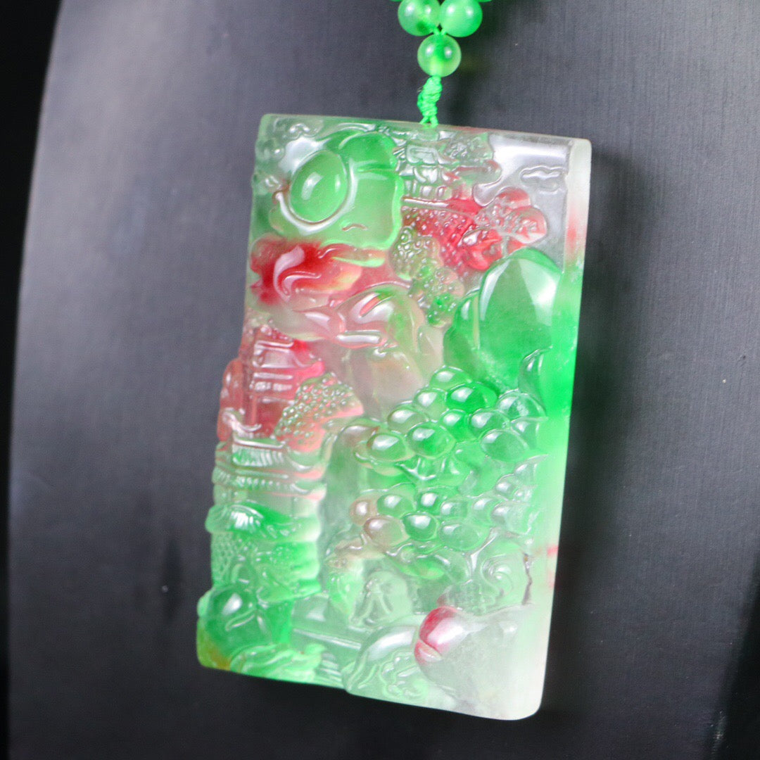 Chinese Antique Perfect High Ice Precision Carving [Landscape Brand]
